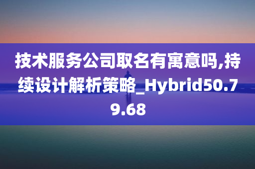 技术服务公司取名有寓意吗,持续设计解析策略_Hybrid50.79.68