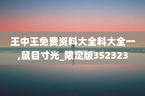 王中王免费资料大全料大全一,鼠目寸光_限定版352323