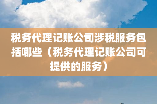 税务代理记账公司涉税服务包括哪些（税务代理记账公司可提供的服务）