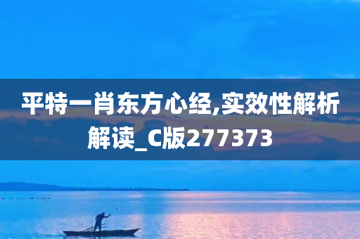 平特一肖东方心经,实效性解析解读_C版277373