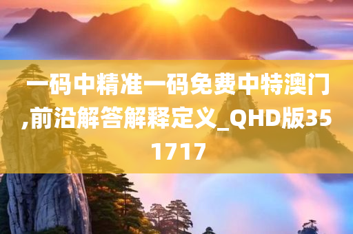 一码中精准一码免费中特澳门,前沿解答解释定义_QHD版351717