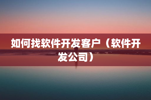 如何找软件开发客户（软件开发公司）