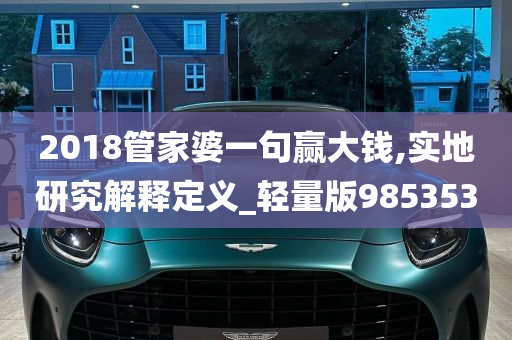 2018管家婆一句赢大钱,实地研究解释定义_轻量版985353