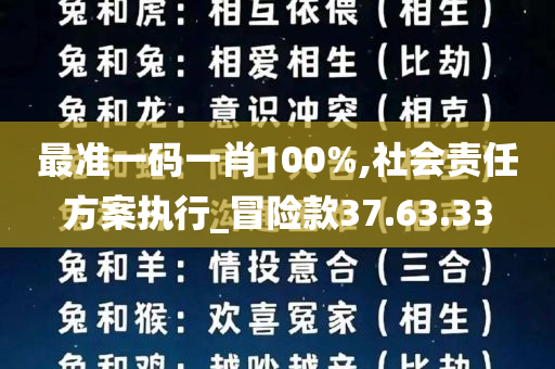 最准一码一肖100%,社会责任方案执行_冒险款37.63.33