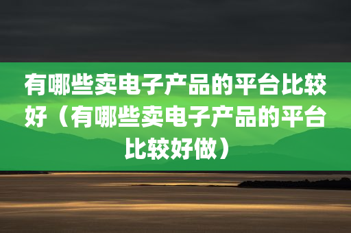 有哪些卖电子产品的平台比较好（有哪些卖电子产品的平台比较好做）