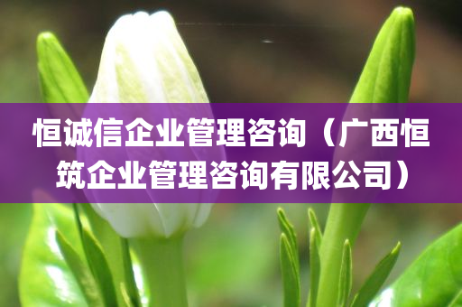 恒诚信企业管理咨询（广西恒筑企业管理咨询有限公司）