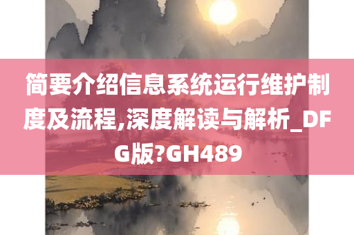 简要介绍信息系统运行维护制度及流程,深度解读与解析_DFG版?GH489