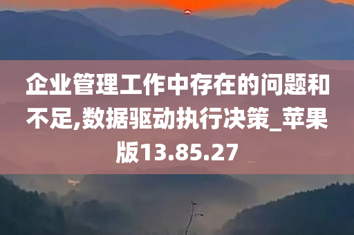 企业管理工作中存在的问题和不足,数据驱动执行决策_苹果版13.85.27