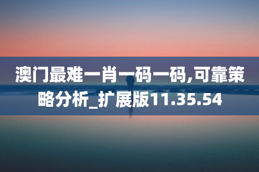 澳门最难一肖一码一码,可靠策略分析_扩展版11.35.54