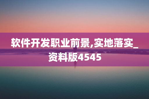 软件开发职业前景,实地落实_资料版4545