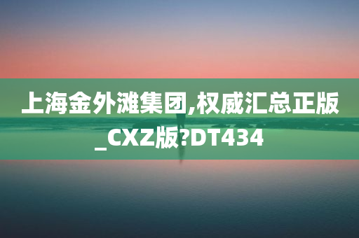 上海金外滩集团,权威汇总正版_CXZ版?DT434