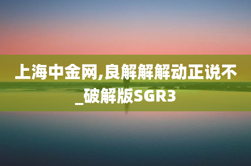 上海中金网,良解解解动正说不_破解版SGR3