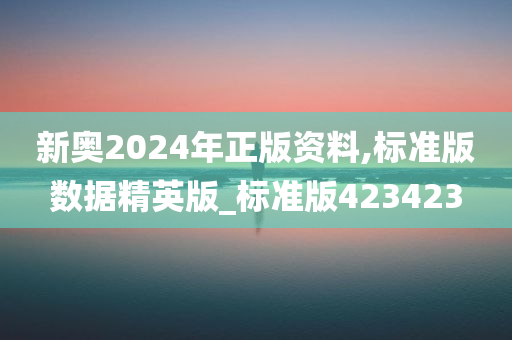 新奥2024年正版资料,标准版数据精英版_标准版423423