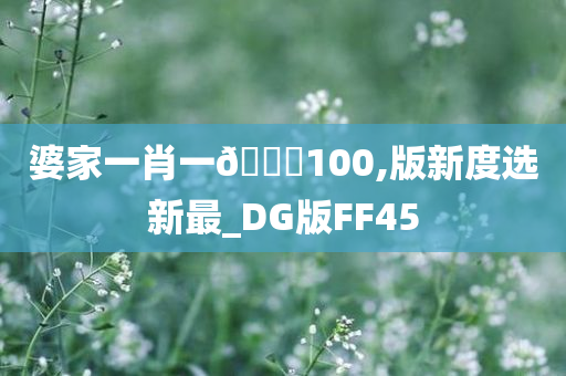 婆家一肖一🐎100,版新度选新最_DG版FF45