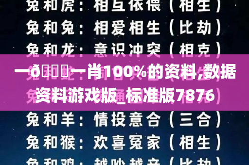 一🐎一肖100%的资料,数据资料游戏版_标准版7876