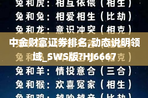 中金财富证券排名,动态说明领域_SWS版?HJ6667