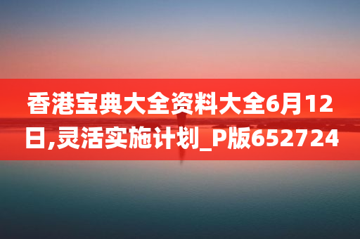 香港宝典大全资料大全6月12日,灵活实施计划_P版652724