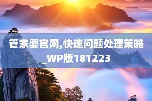 管家婆官网,快速问题处理策略_WP版181223