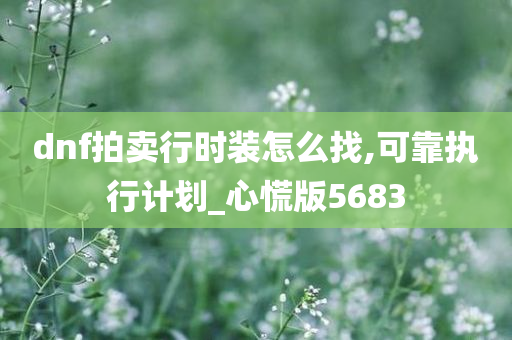 dnf拍卖行时装怎么找,可靠执行计划_心慌版5683