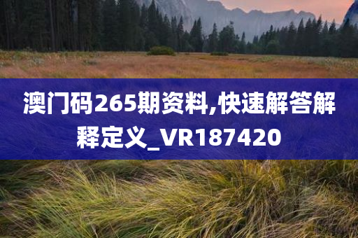 澳门码265期资料,快速解答解释定义_VR187420