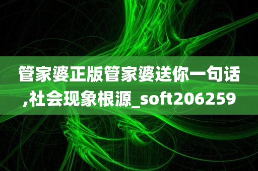 管家婆正版管家婆送你一句话,社会现象根源_soft206259