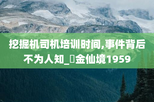 挖掘机司机培训时间,事件背后不为人知_‌金仙境1959