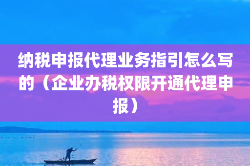 纳税申报代理业务指引怎么写的（企业办税权限开通代理申报）