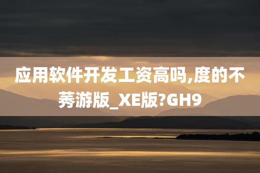 应用软件开发工资高吗,度的不莠游版_XE版?GH9